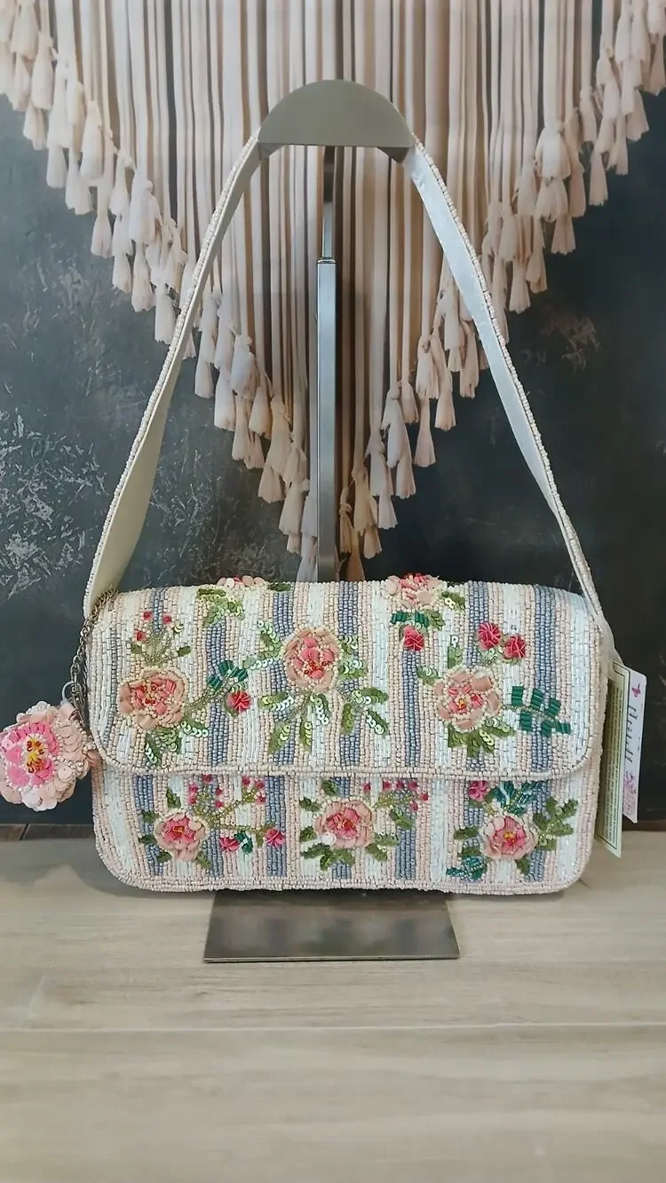 Rare Viral Beaded Crossbody Purse Love Shack Fancy Inspired Hand Beaded Floral